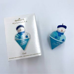 2012 Hallmark Keepsake Dad Glitter Snowman in Blue Snow Cone Christmas Ornament